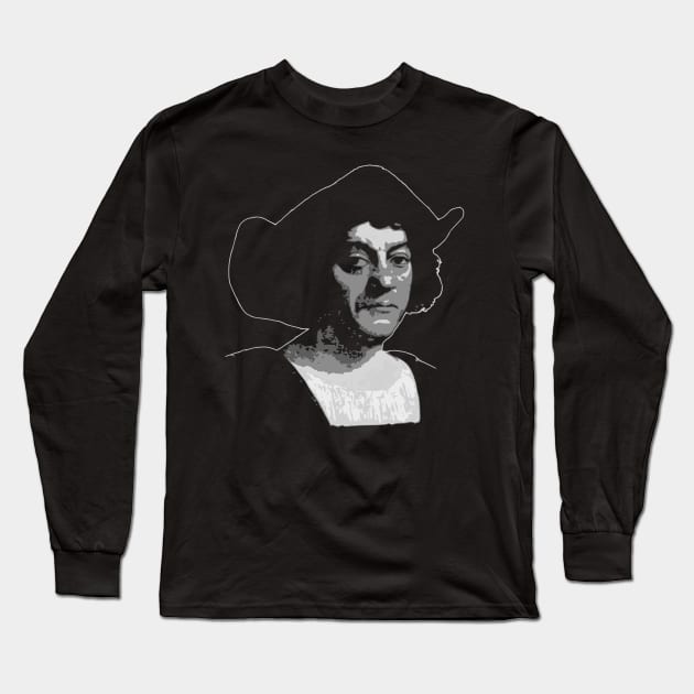 Christopher Columbus Black and White Long Sleeve T-Shirt by Nerd_art